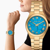 Michael Kors Lennox Analog Blue Dial Gold Steel Strap Watch for Women - MK7460 Buy Now By Michael Kors