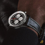 Breitling Navitimer B01 Chronograph 46 Black Dial Black Leather Strap Watch for Men - AB0137211B1P1 Buy Now By Breitling
