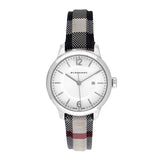 Burberry Classic Stone Silver Dial Horseberry Black Leather Strap Watch for Women - BU10103 Buy Now By Burberry
