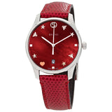 Gucci G-Timeless Mother of Pearl Red Dial Red Leather Strap Watch For Women - YA1264041 Buy Now By Gucci