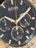 Hugo Boss Ikon Blue Dial Gold Steel Strap Watch for Men - 1513340 Buy Now By Hugo Boss