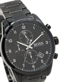 Hugo Boss Skymaster Chronograph Black Dial Black Steel Strap Watch for Men - 1513785 Buy Now By Hugo Boss