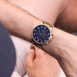 Tommy Hilfiger Daniel Chronograph Blue Dial Gold Steel Strap Watch for Men - 1710384 Buy Now By Tommy Hilfiger