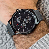 Tommy Hilfiger Brad Chronograph Quartz Grey Dial Grey Leather Strap Watch For Men - 1710388 Buy Now By Tommy Hilfiger