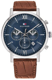 Tommy Hilfiger Evan Chronograph Blue Dial Brown Leather Strap Watch for Men - 1710393 Buy Now By Tommy Hilfiger
