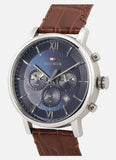 Tommy Hilfiger Evan Chronograph Blue Dial Brown Leather Strap Watch for Men - 1710393 Buy Now By Tommy Hilfiger
