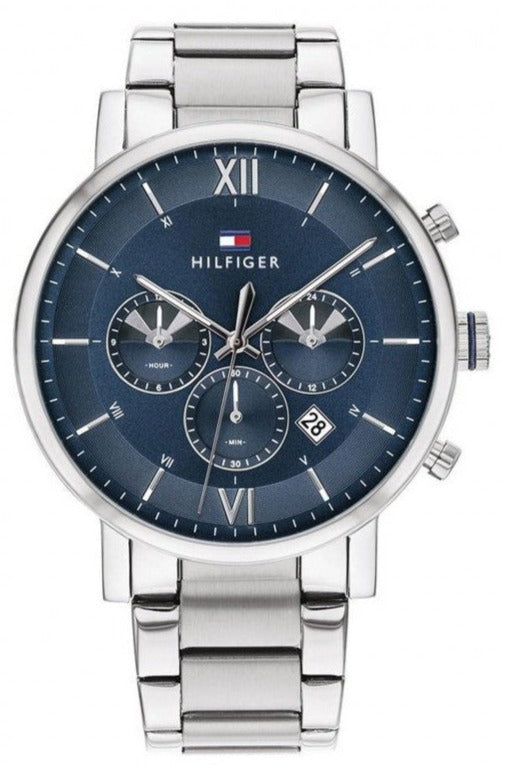 Tommy Hilfiger Evan Chronograph Blue Dial Silver Steel Strap Watch For Men - 1710409 Buy Now By Tommy Hilfiger