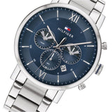 Tommy Hilfiger Evan Chronograph Blue Dial Silver Steel Strap Watch For Men - 1710409 Buy Now By Tommy Hilfiger