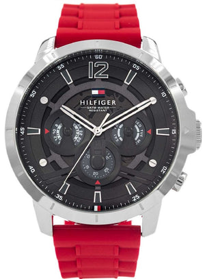 Tommy Hilfiger Luca Chronograph Grey Dial Red Silicone Strap Watch For Men - 1710490 Buy Now By Tommy Hilfiger