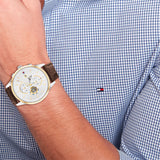 Tommy Hilfiger Weston Chronograph Silver Dial Brown Leather Strap Watch For Men - 1710501 Buy Now By Tommy Hilfiger