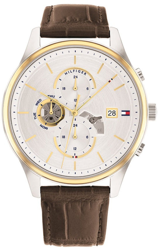 Tommy Hilfiger Weston Chronograph Silver Dial Brown Leather Strap Watch For Men - 1710501 Buy Now By Tommy Hilfiger