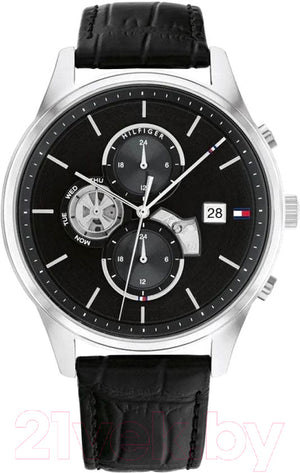 Tommy Hilfiger Weston Chronograph Black Dial Black Leather Strap Watch For Men - 1710502 Buy Now By Tommy Hilfiger