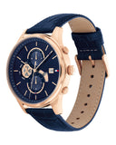 Tommy Hilfiger Weston Chronograph Blue Dial Blue Leather Strap Watch For Men - 1710503 Buy Now By Tommy Hilfiger