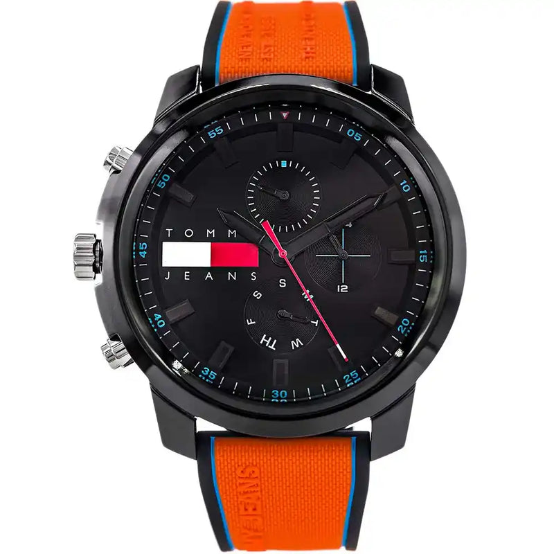 Tommy Hilfiger Wynwood Chronograph Black Dial Orange Silicone Strap Watch For Men - 1710583 Buy Now By Tommy Hilfiger