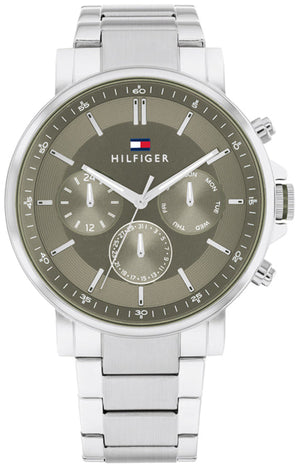 Tommy Hilfiger Tyson Chronograph Green Dial Silver Steel Strap Watch For Men - 1710587 Buy Now By Tommy Hilfiger