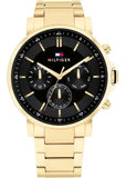 Tommy Hilfiger Tyson Chronograph Black Dial Gold Steel Strap Watch For Men - 1710589 Buy Now By Tommy Hilfiger