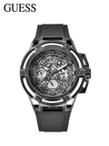 Guess Matrix Multifunction Grey Dial Grey Rubber Strap Watch for Men - GW0423G3 Buy Now By Guess