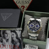 Guess Jolt Chronograph Blue Dial Silver Steel Strap Watch for Men - W0377G2 Buy Now By Guess