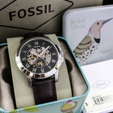Fossil Grant Automatic Skeleton Black Dial Brown Leather Strap Watch for Men - ME3095 Buy Now By Fossil