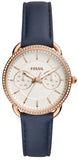 Fossil Tailor White Dial Blue Leather Strap Watch for Women - ES4394 Buy Now By Fossil