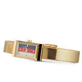 Gucci G Frame Quartz Diamonds White Red Blue Dial Gold Mesh Bracelet Watch For Women - YA147511 Buy Now By Gucci