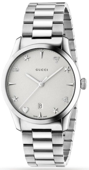 Gucci G Timeless White Dial Silver Steel Strap Watch For Women - YA1264028A Buy Now By Gucci