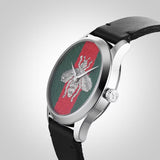 Gucci G Timeless Quartz Green & Red Dial Black Leather Strap Watch For Men - YA1264149 Buy Now By Gucci