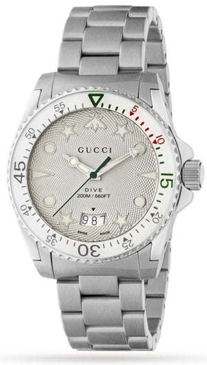 Gucci Dive Quartz White Dial Silver Steel Strap Watch For Men - YA136336 Buy Now By Gucci