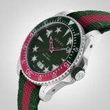 Gucci Dive Quartz Green Dial Two Tone NATO Strap Watch For Men - YA136339 Buy Now By Gucci