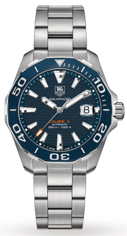 Tag Heuer Aquaracer Calibre 5 Blue Dial Silver Steel Strap Watch for Men - WAY211C.BA0928 Buy Now By Tag Heuer