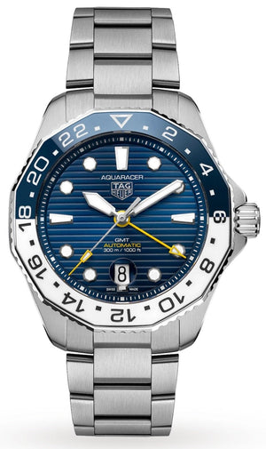 Tag Heuer Aquaracer Professional 300 GMT Automatic Blue Dial Silver Steel Strap Watch for Men - WBP2010.BA0632 Buy Now By Tag Heuer