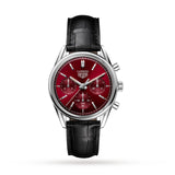 Tag Heuer Carrera Automatic Chronograph Red Dial Black Leather Strap Watch for Men - CBK221G.FC6479 Buy Now By Tag Heuer
