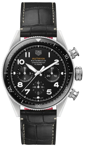 Tag Heuer Autavia Chronometer Flyback Automatic Chronograph Black Dial Black Leather Strap Watch for Men - CBE511A.FC8279 Buy Now By Tag Heuer