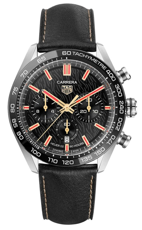 Tag Heuer Carrera Year of The Rabbit Automatic Chronograph Black Dial Black Leather Strap Watch for Men - CBN2A1L.FC6521 Buy Now By Tag Heuer