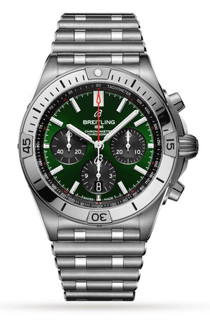 Breitling Chronomat B01 42mm Green Dial Silver Steel Strap Watch for Men - AB01343A1L1A1 Buy Now By Breitling