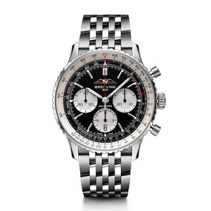 Breitling Navitimer B01 Chronograph 43 Black Dial Silver Steel Strap Watch for Men - AB0138211B1A1 Buy Now By Breitling