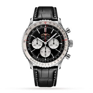 Breitling Navitimer B01 Chronograph 46 Black Dial Black Leather Strap Watch for Men - AB0137211B1P1 Buy Now By Breitling