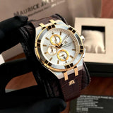 Maurice Lacroix Aikon Chronograph White Dial Brown Leather Strap Watch For Men - AI1018-PVY11-132-1 Buy Now By Maurice Lacroix