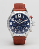 Tommy Hilfiger Trent Quartz Blue Dial Brown Leather Strap Watch for Men - 1791066 Buy Now By Tommy Hilfiger