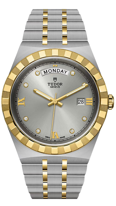 Tudor Royal Diamonds Automatic Grey Dial Two Tone Steel Strap Watch for Men - M28603-0002 Buy Now By Tudor