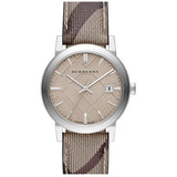 Burberry The City Beige Dial Chequered Brown Leather Strap Watch for Women - BU9029 Buy Now By Burberry