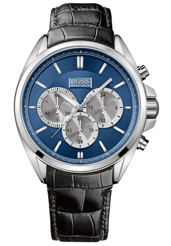Hugo Boss Driver Blue Dial Black Leather Strap Watch for Men - 1512882 Buy Now By Hugo Boss