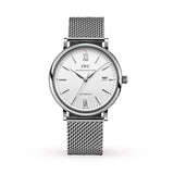 IWC Portofino Automatic White Dial Silver Mesh Bracelet Watch for Men - IW356505 Buy Now By IWC