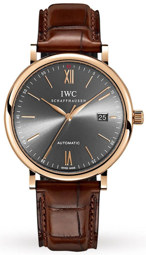 IWC Portofino Automatic Grey Dial Brown Leather Strap Watch for Men - IW356511 Buy Now By IWC