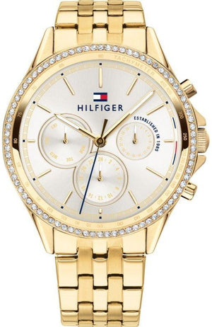 Tommy Hilfiger Ari Multifunction Diamonds Silver Dial Gold Steel Strap Watch for Women - 1781977 Buy Now By Tommy Hilfiger