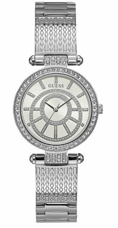 Guess Muse Quartz White Dial Silver Steel Strap Watch For Women - W1008l1 Buy Now By Guess