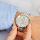 Tommy Hilfiger Jenna Quartz White Dial Silver Steel Strap Watch for Women - 1782068 Buy Now By Tommy Hilfiger