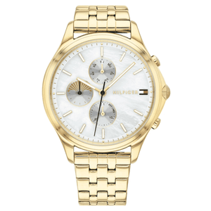 Tommy Hilfiger Whitney Chronograph Quartz Mother of Pearl White Dial Gold Steel Strap Watch For Women - 1782121 Buy Now By Tommy Hilfiger