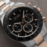 Hugo Boss Here Chronograph Black Dial Two Tone Steel Strap Watch for Men - 1513757 Buy Now By Hugo Boss