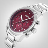 Hugo Boss Trace Chronograph Red Dial Silver Steel Strap Watch For Men - 1514004 Buy Now By Hugo Boss